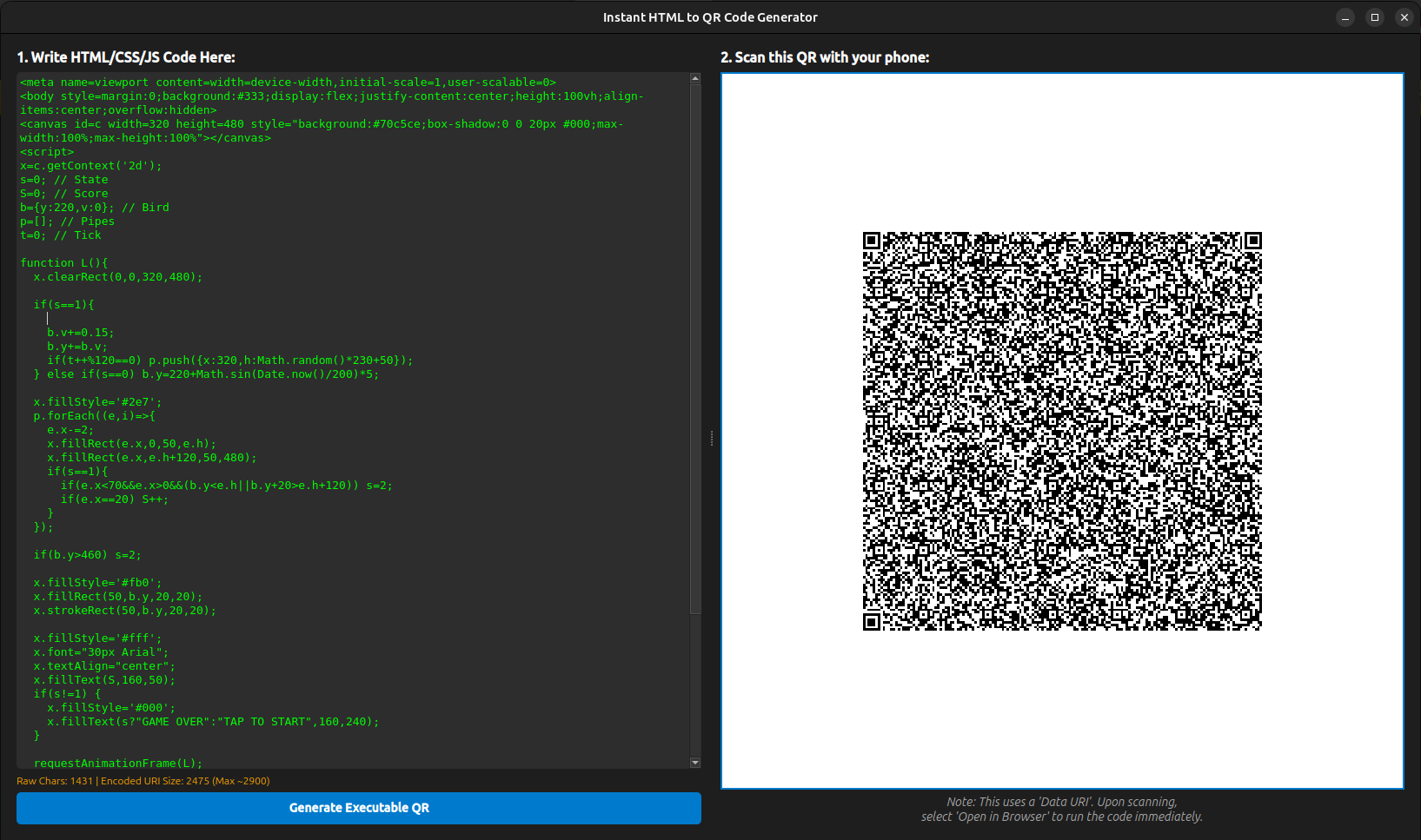 Python QR generator tool interface
